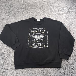 Seattle Washington Sweatshirt Adult Medium Black Tourist Destination Fleece